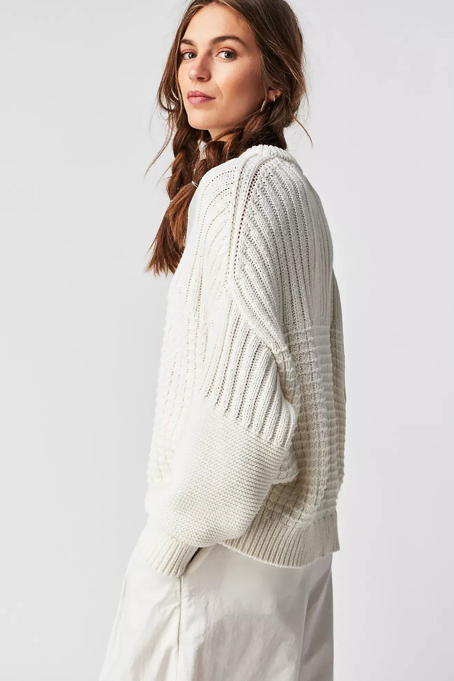 The Knotty Ones White Cotton Sweater 