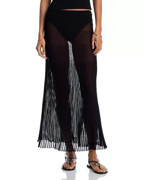 solid & striped - solid and striped - theresa skirt noir - sheer black skirt - elegant light weight 