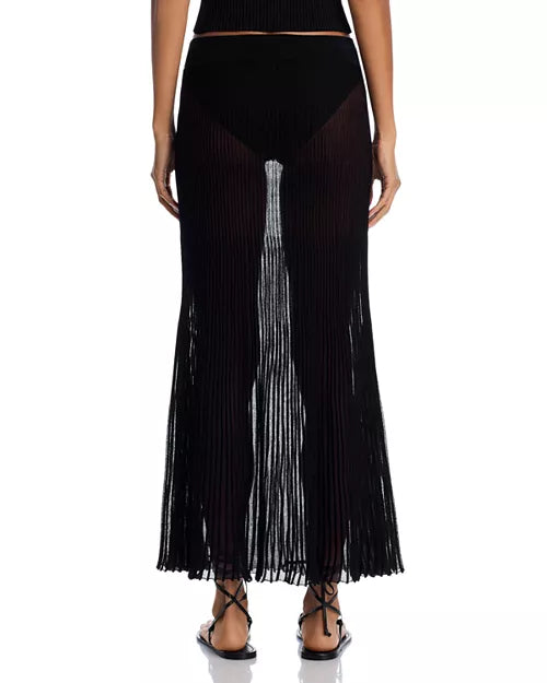 solid & striped - solid and striped - theresa skirt noir - sheer black skirt - elegant light weight 