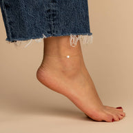 Solid Evil Eye Pendant Anklet 14K