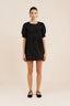 posse amelia mini dress - cotton little black mini dress - embroidered mini dress