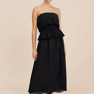 Posse Beryl Skirt - Black Posse Skirt - Maxi Black Skirt - Midi Black Skirt - Eyelet Skirt 