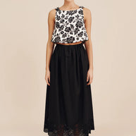 Posse Beryl Skirt - Black Posse Skirt - Maxi Black Skirt - Midi Black Skirt - Eyelet Skirt 