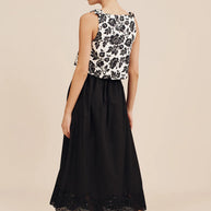 Posse Beryl Skirt - Black Posse Skirt - Maxi Black Skirt - Midi Black Skirt - Eyelet Skirt 