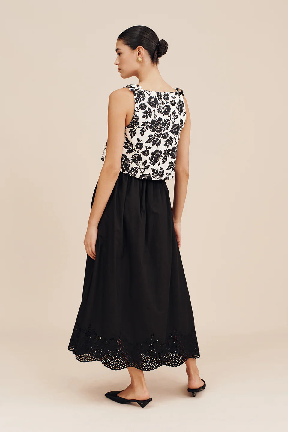 Posse Beryl Skirt - Black Posse Skirt - Maxi Black Skirt - Midi Black Skirt - Eyelet Skirt 