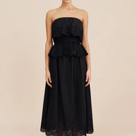 Posse Beryl Skirt - Black Posse Skirt - Maxi Black Skirt - Midi Black Skirt - Eyelet Skirt 