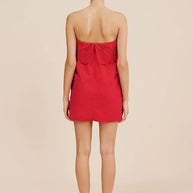 Posse Beryl Strapless Mini Dress - Red Mini Dress- Holiday Mini Dress- Strapless Mini Dress - Posse 