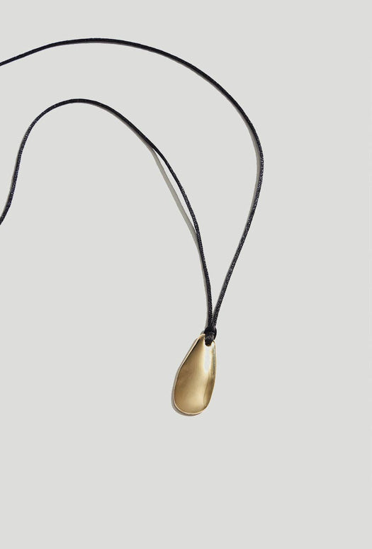 Maslo Jewelry Large Pebble Pendant Necklace - Cord Necklace - Nordic Necklace