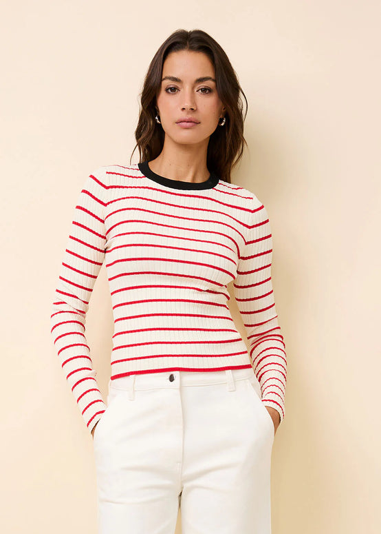 Solid & Striped Dora Top Apple Red Stripe Long Sleeve Top 