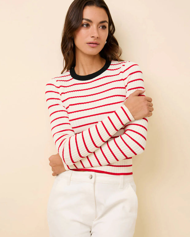 Solid & Striped Dora Top Apple Red Stripe Long Sleeve Top 