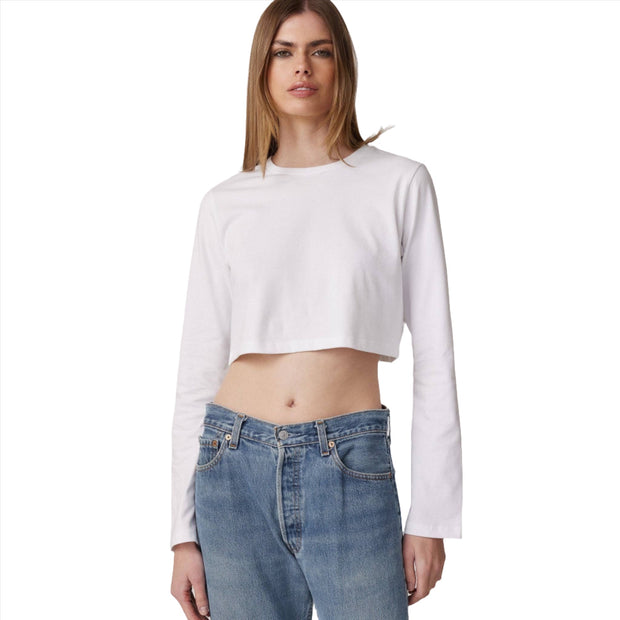 Crop Long Sleeve top - white 