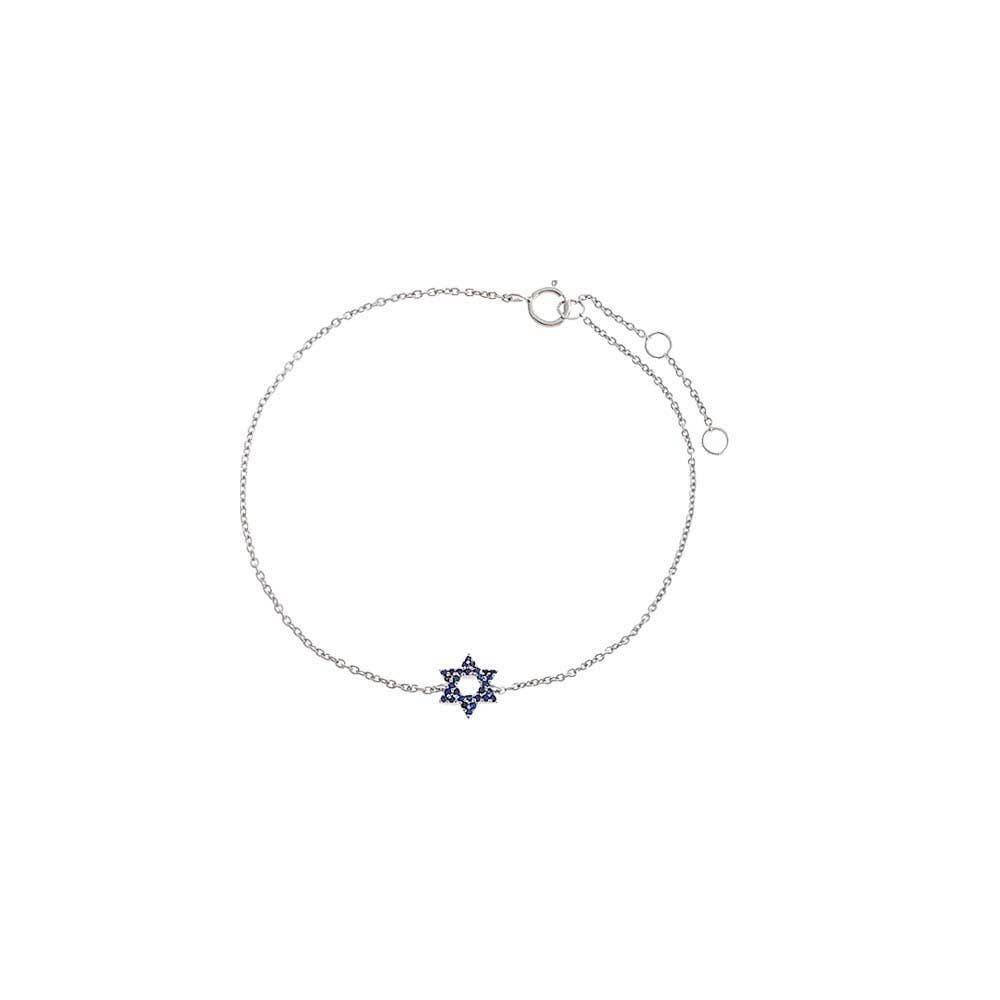 Sapphire Blue Star Of David Bracelet 14K