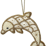 Dolphin Gold  Beaded Ornament