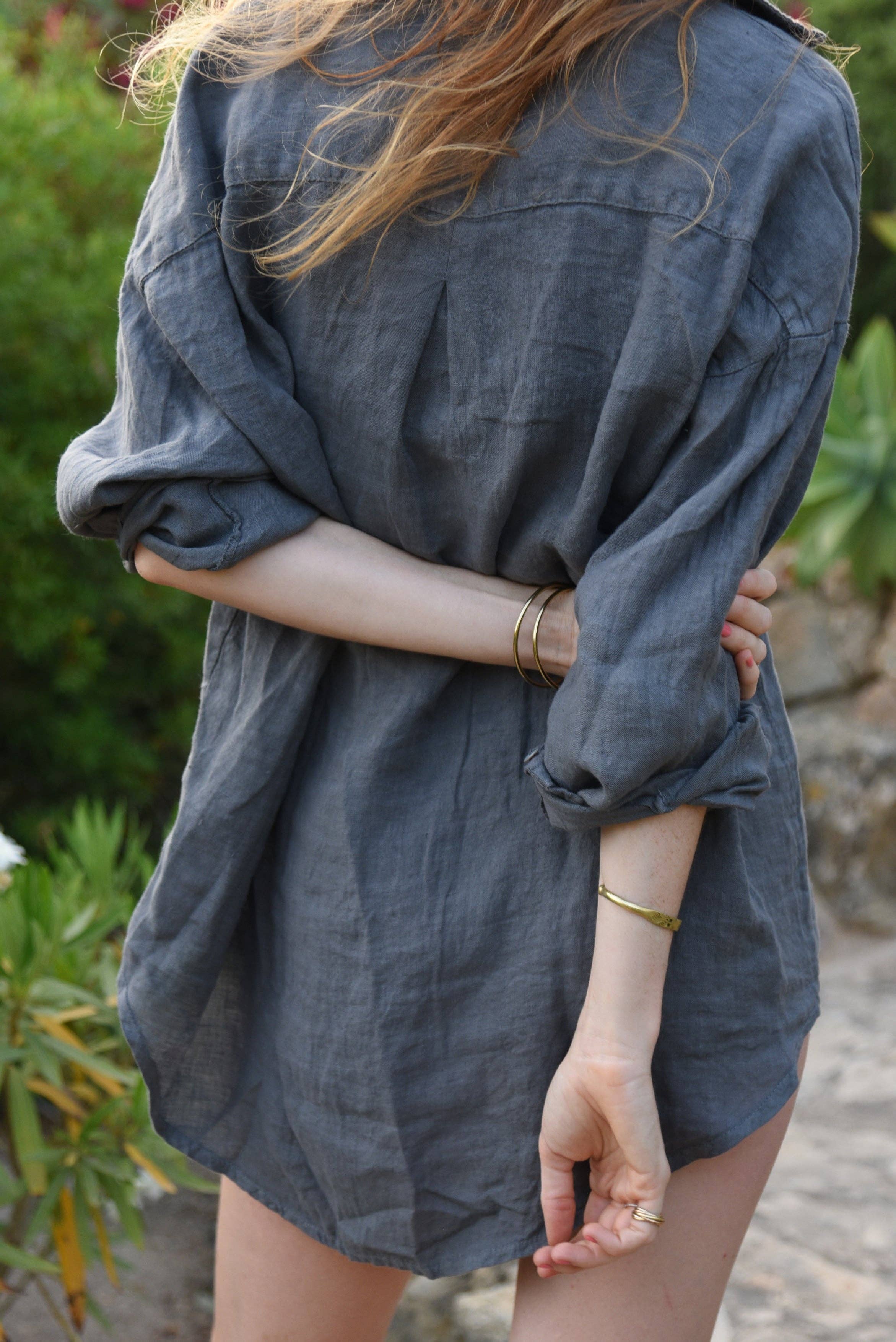 Beachwood Baby The Palma Shirt in Storm, Oversized Linen Shirt 