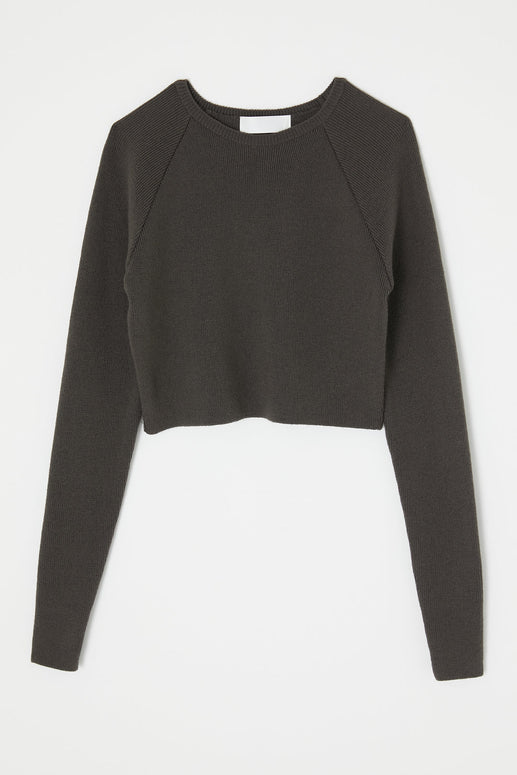 MV Raglan Sleeve Knit - grey knit sweater - long sleeve knit moussy - fitted knit