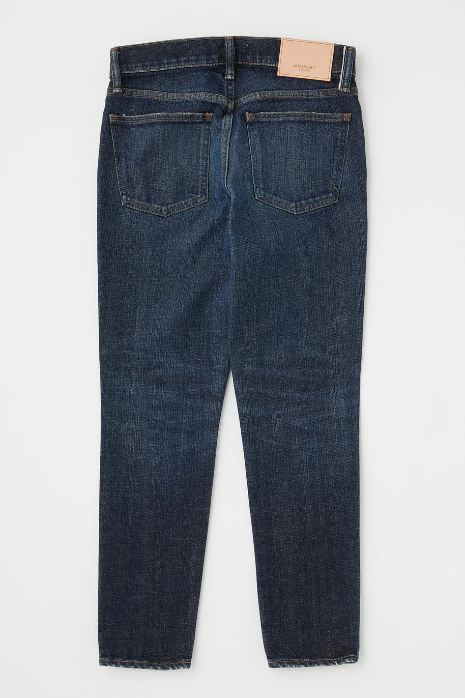 mv moussy vintage inverness skinny jeans - dark wash mid rise ankle length - Japanese denim