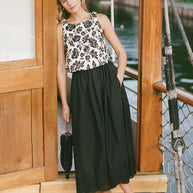 Posse Beryl Skirt - Black Posse Skirt - Maxi Black Skirt - Midi Black Skirt - Eyelet Skirt 