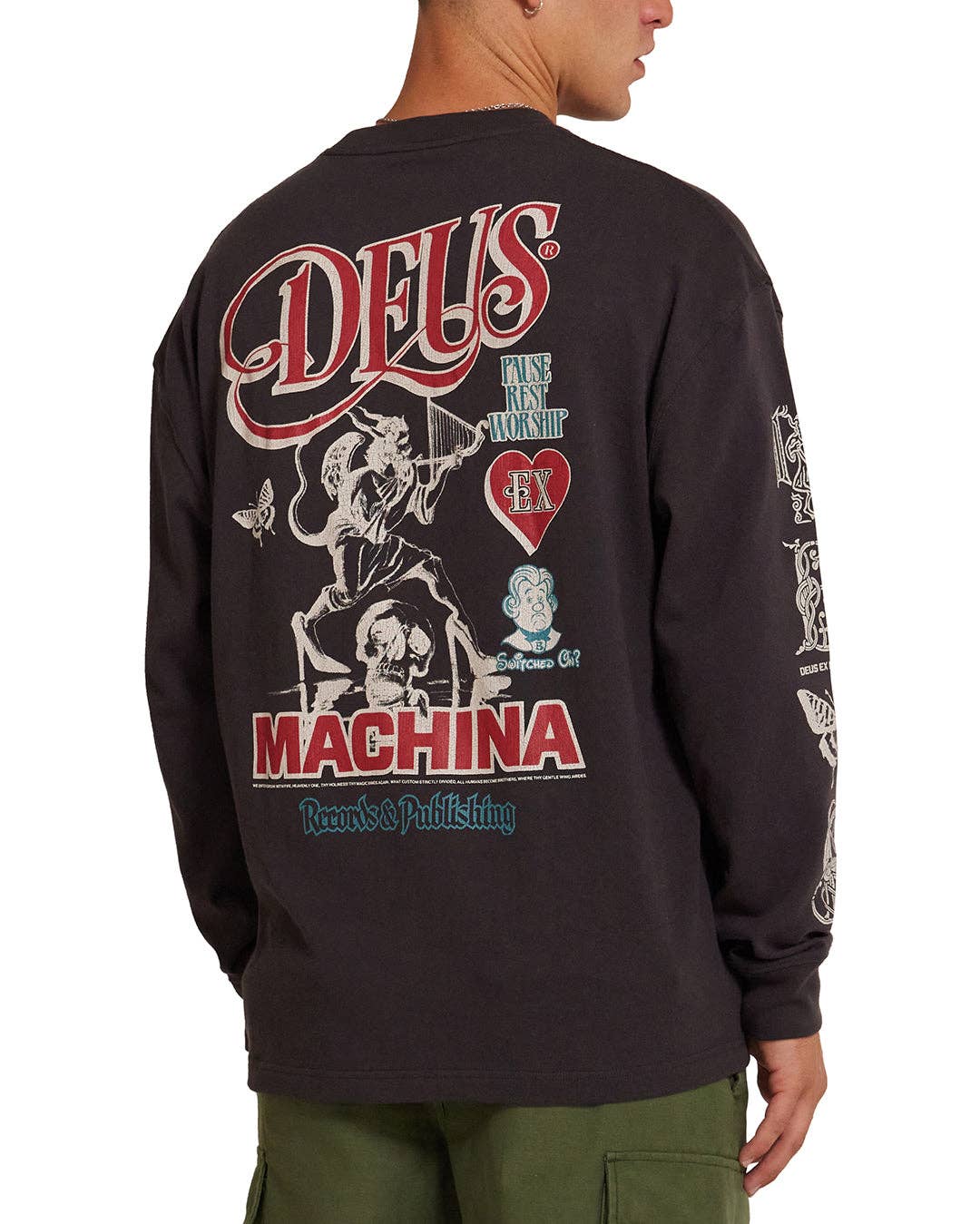 Deus Ex Machina Divine Spark Long Sleeve Tee in Black, Mens Long Sleeve Black Tee