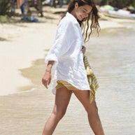 Beachwood Baby The Palma Shirt in Blanco, Oversized Linen Shirt 