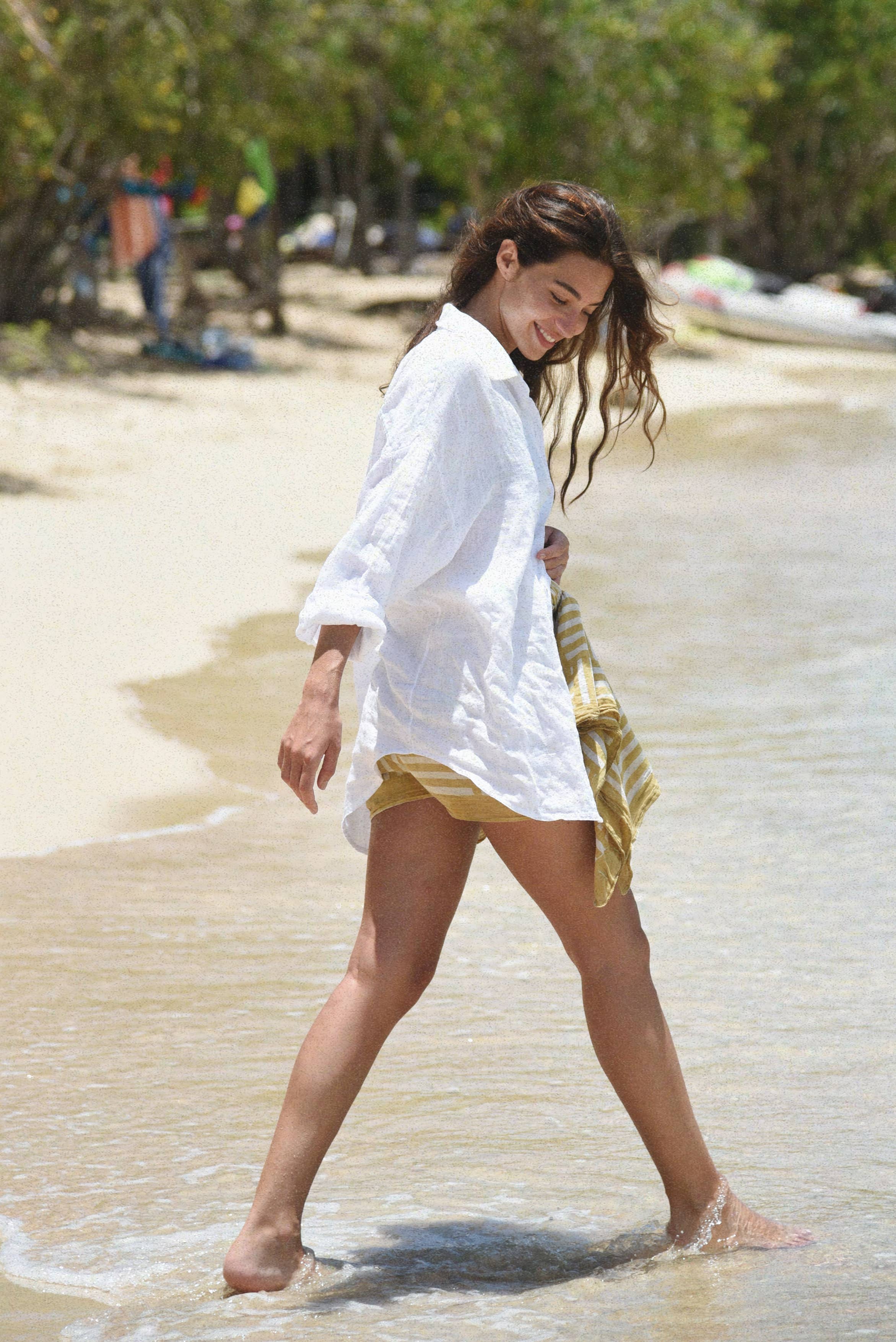 Beachwood Baby The Palma Shirt in Blanco, Oversized Linen Shirt 