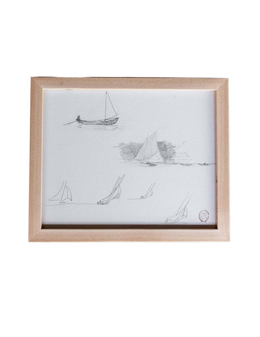 Gallery Wall Pre Framed Art Print - Wood Frame- Sailboat Blueprints