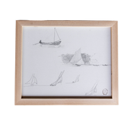 Gallery Wall Pre Framed Art Print - Wood Frame- Sailboat Blueprints