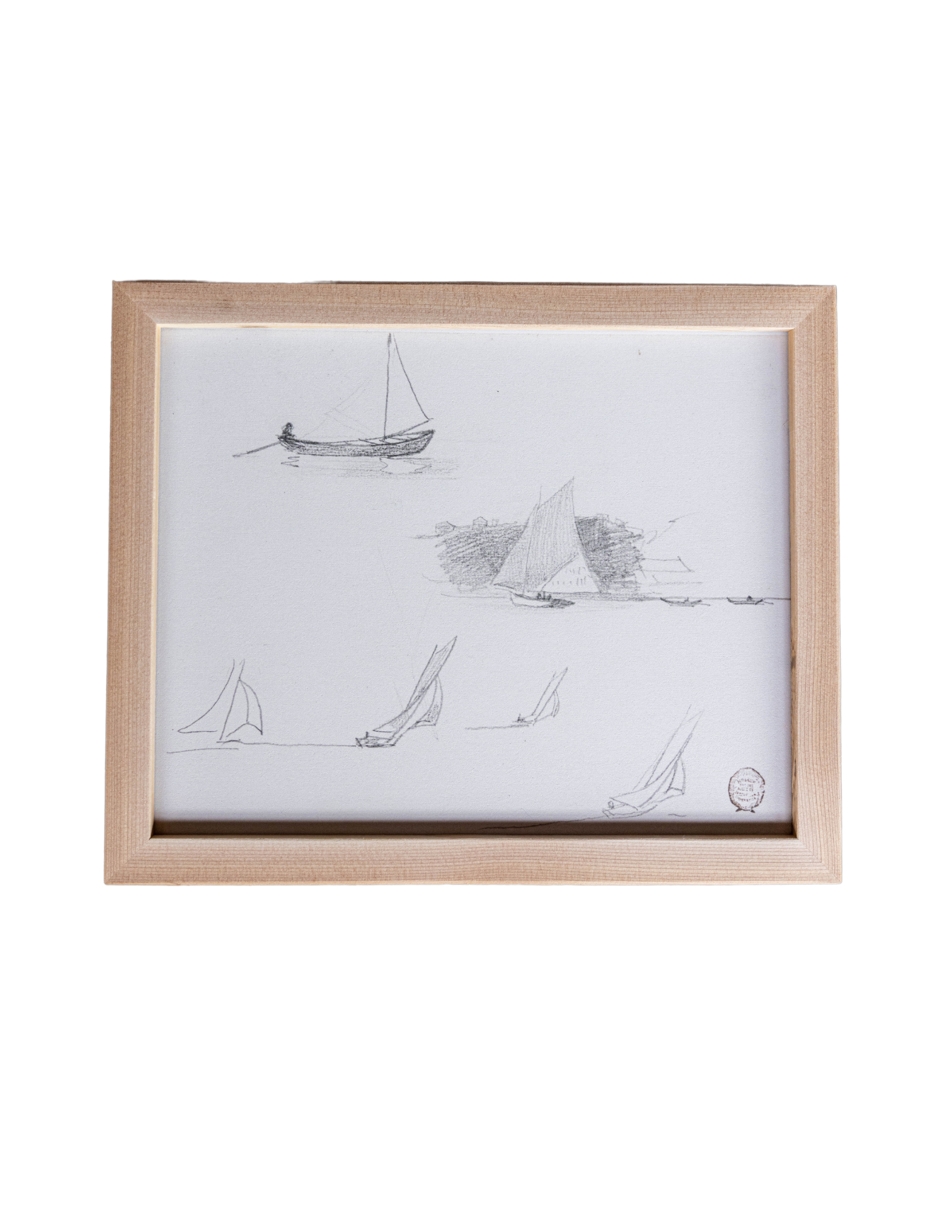 Gallery Wall Pre Framed Art Print - Wood Frame- Sailboat Blueprints