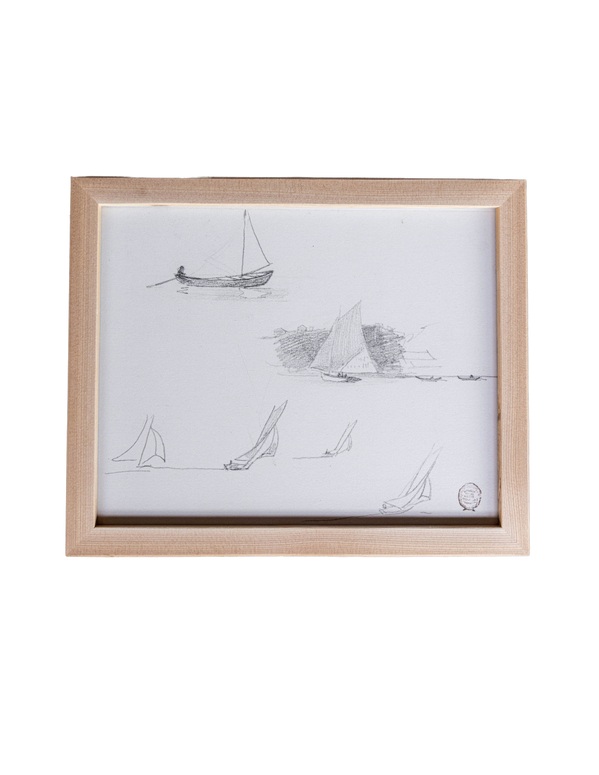 Gallery Wall Pre Framed Art Print - Wood Frame- Sailboat Blueprints