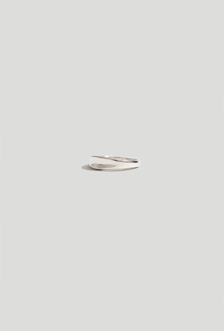 Maslo Jewelry Crescent Ring Sterling Silver - Stacking Silver Rings - Nordic Jewelry - Statement Ring - Simple Contemporary Womens Jewelry 