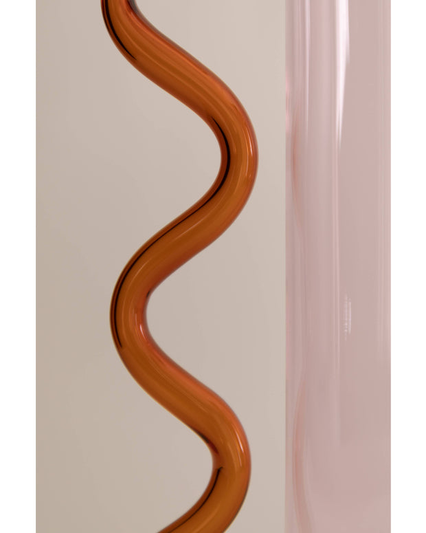 Wave Pitcher, Pink/Amber