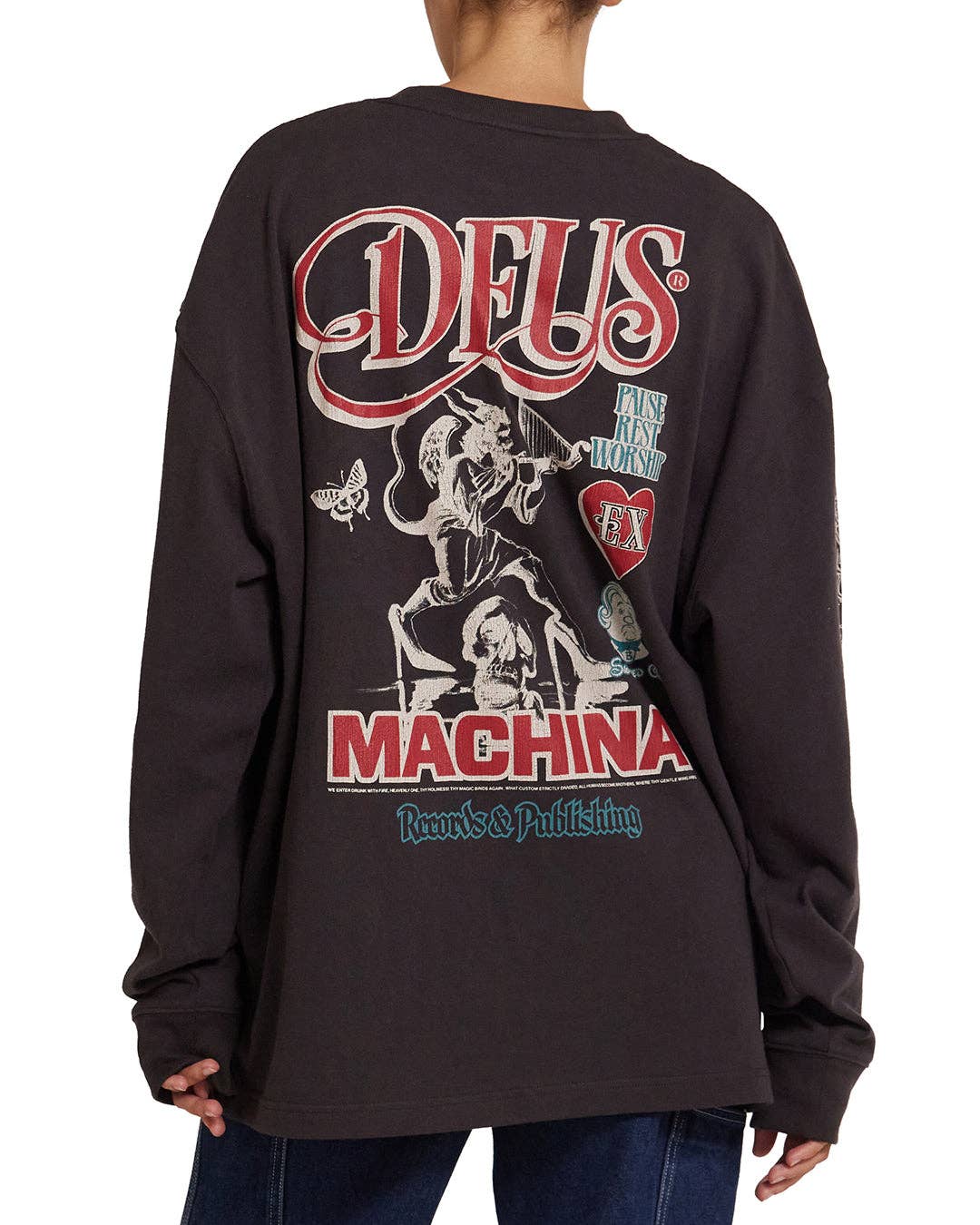 Deus Ex Machina Divine Spark Long Sleeve Tee in Black, Mens Long Sleeve Black Tee