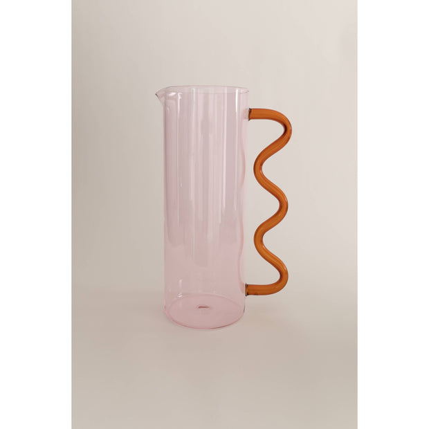 Wave Pitcher, Pink/Amber