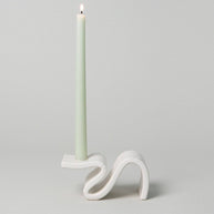 contemporary candle stick - wavey candle stick - white candle holder 