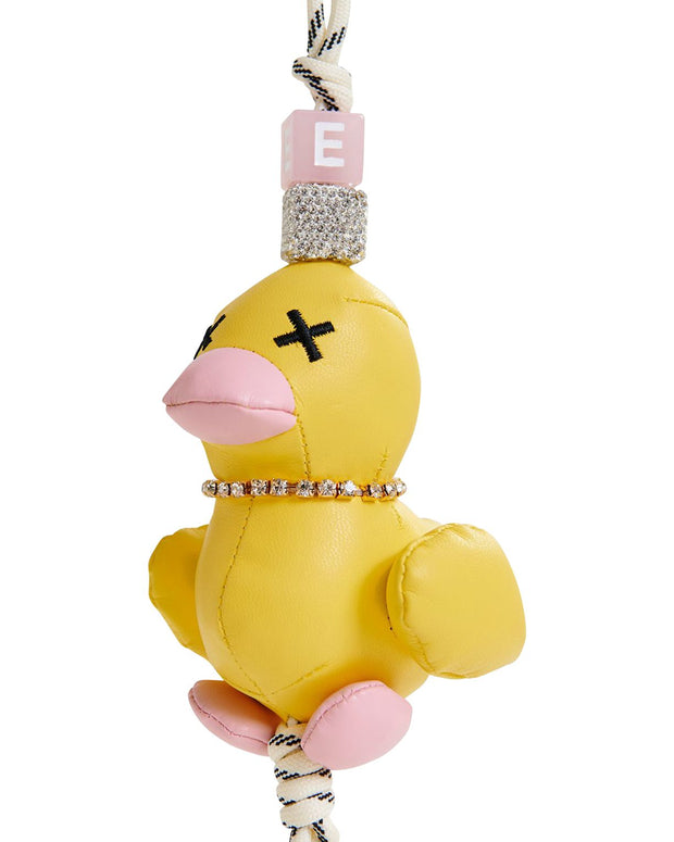 Yellow duck-shaped keyring with rhinestone embellishment- Essentiel Antwerp