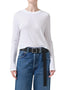 Sabine Cropped Long Sleeve in White - ultra lightweight knit Sabine - super soft - long sleeve for layering