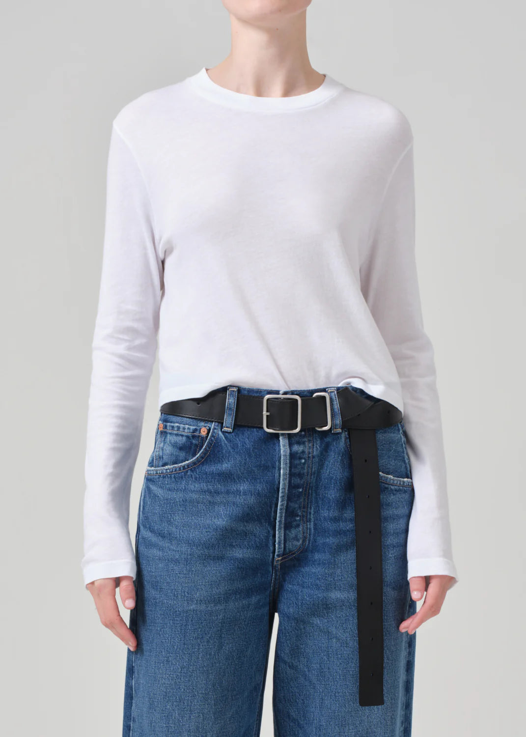 Sabine Cropped Long Sleeve in White - ultra lightweight knit Sabine - super soft - long sleeve for layering