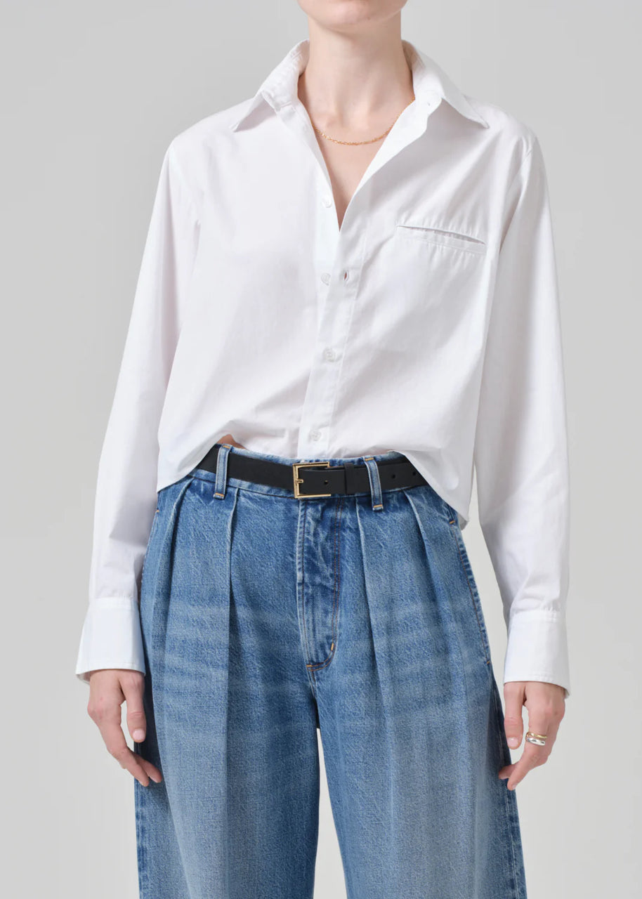 fino cropped shirt in optic white citizens of humanity - white button down cropped shirt - perfect white button down 