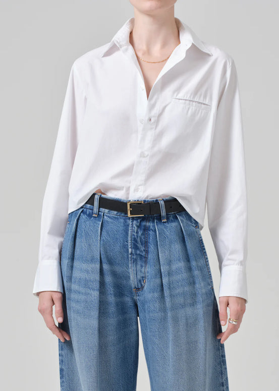 fino cropped shirt in optic white citizens of humanity - white button down cropped shirt - perfect white button down 