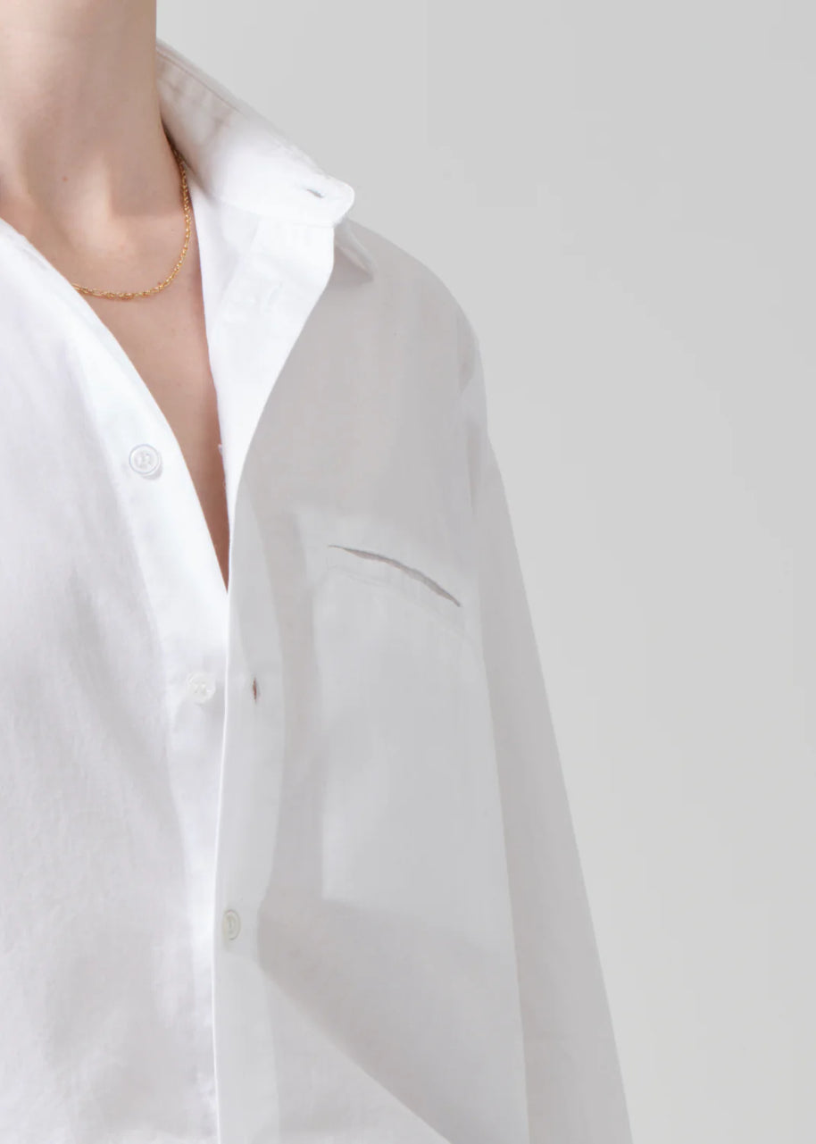 fino cropped shirt in optic white citizens of humanity - white button down cropped shirt - perfect white button down 