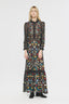 Atik batik multi colored dress - adriani multicolor - long embellished multi color floral and black dress  