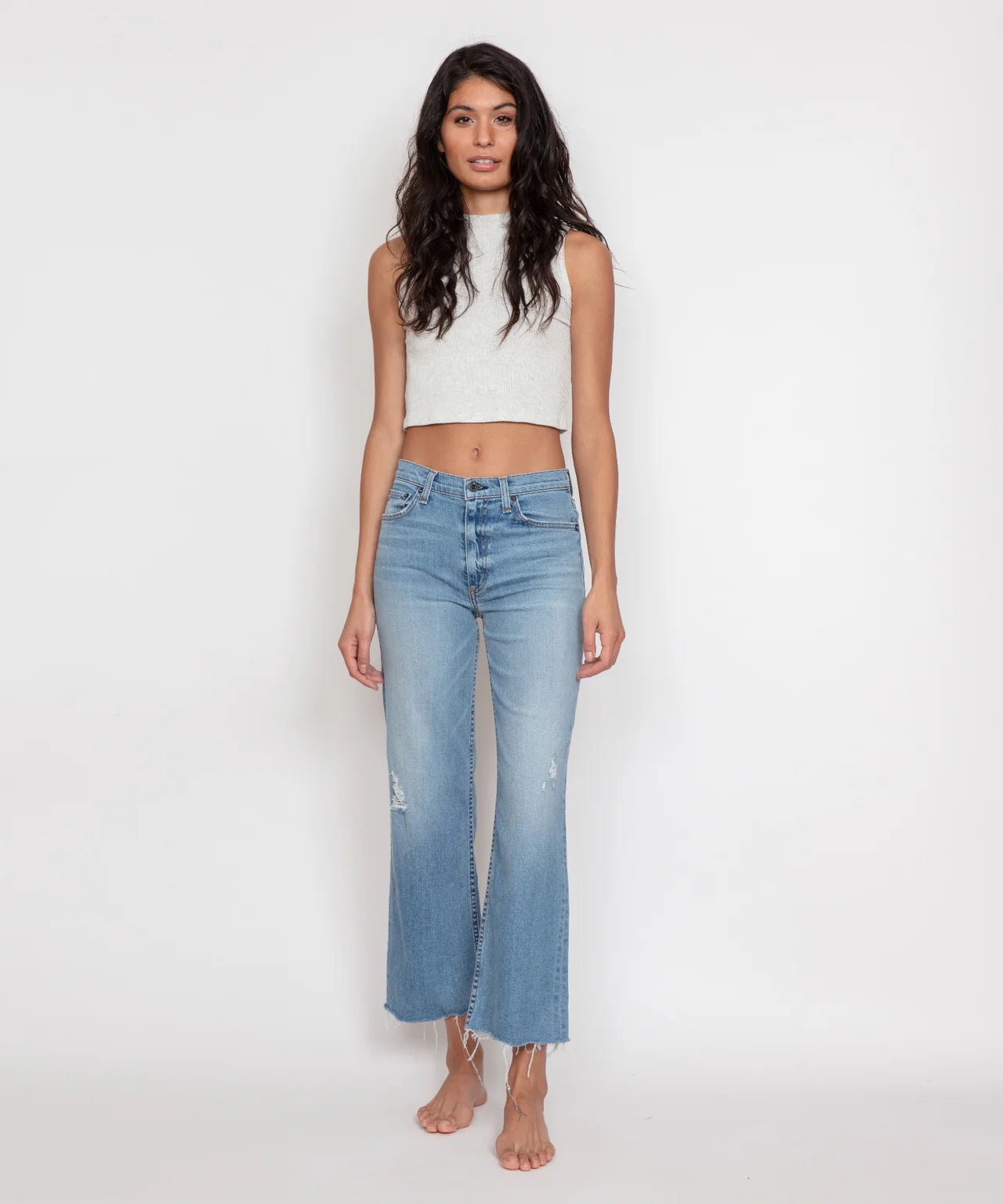 Askk NY cropped wide leg in trestles - light blue cropped jeans 