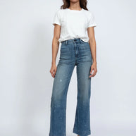 askk ny sailor pant mulholland - distressed high rise ankle length wide leg jeans denim