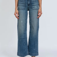 askk ny sailor pant mulholland - distressed high rise ankle length wide leg jeans denim