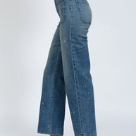 askk ny sailor pant mulholland - distressed high rise ankle length wide leg jeans denim