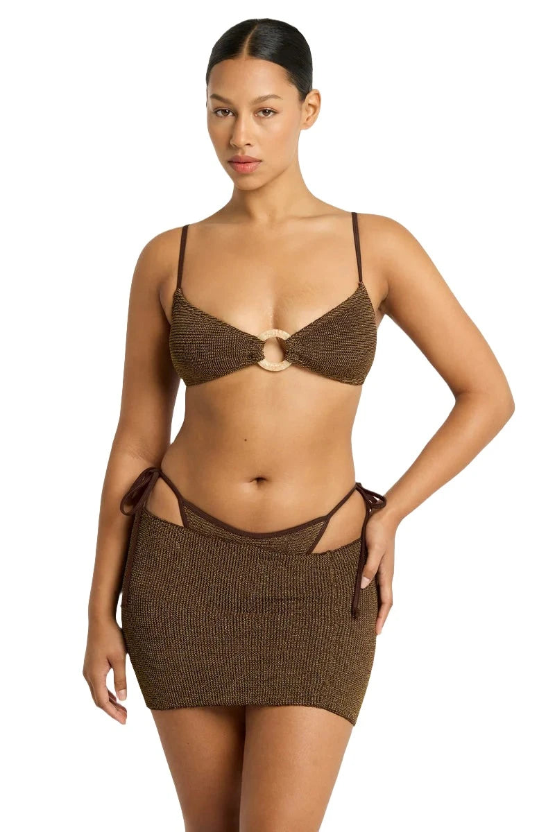 Bond-eye skirt top in cocoa lurex - bond-eye top 