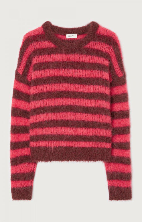 striped sweater bordeaux hortensia american vintage - fuzzy striped sweater