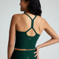 Beyond Yoga Spacedye Slim Racerback Cropped Tank Dark Spruce Green Heather 