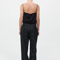 St. Agni Feathered Silk Cami in Black 