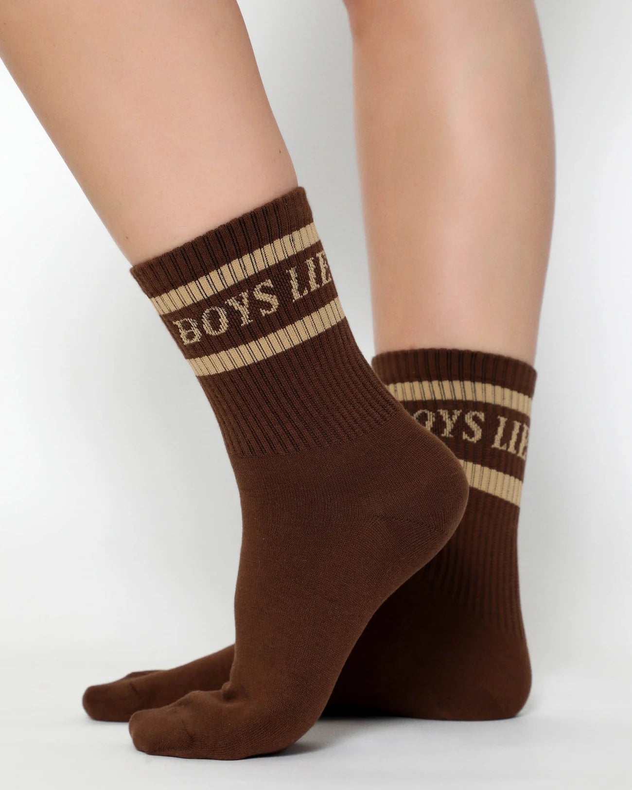 boys lie socks in espresso - brown socks - butter yellow stripe socks 