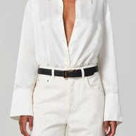 citizens of humanity camilia shirt in cassia - silky button down white top 